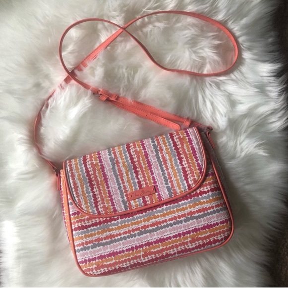 Vera Bradley Handbags - Vera Bradley | Multicolor Coral Confetti Striped Crossbody Purse